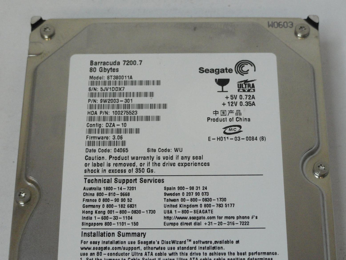 PR05666_9W2003-301_Seagate 80GB IDE 7200rpm 3.5in HDD - Image3