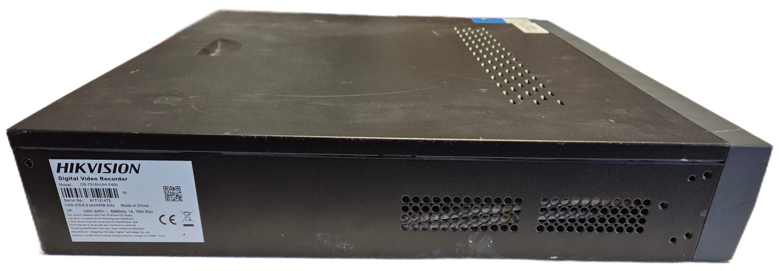 HIKVision 16 Channel Turbo HD DVR - 2x6GB HDD - password reset - DVD require new band ( DS-7316HUHI-F4 ) USED