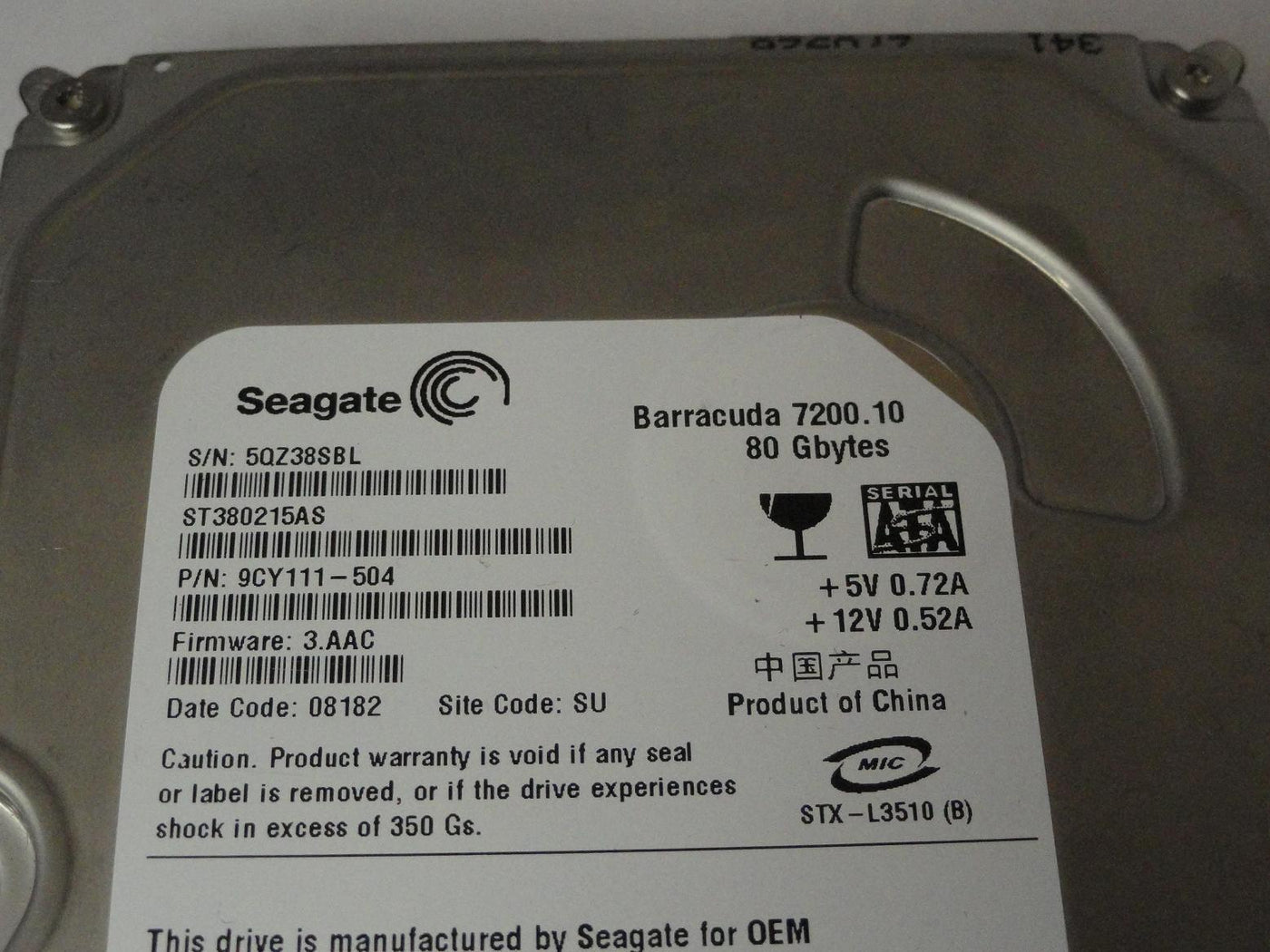 PR23452_9CY111-504_Seagate 80GB SATA 7200rpm 3.5in HDD - Image5