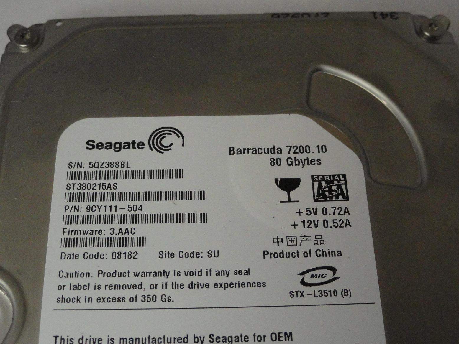 PR23452_9CY111-504_Seagate 80GB SATA 7200rpm 3.5in HDD - Image5