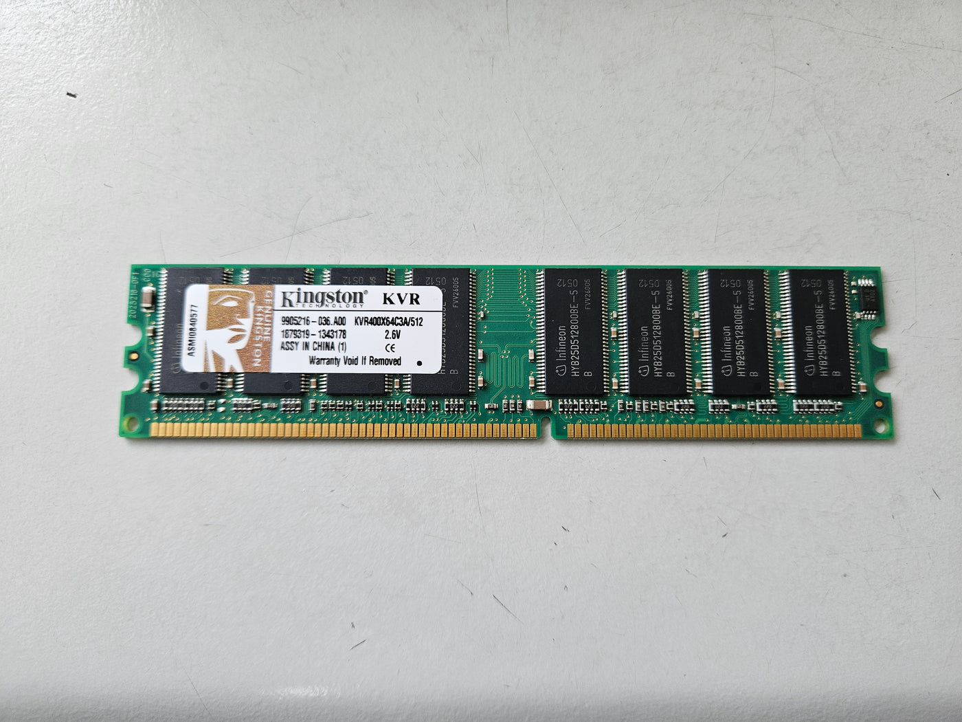 Kingston 512MB PC3200 DDR-400MHz DIMM RAM ( 9905216-036.A00 KVR400X64C3A/512 ) REF