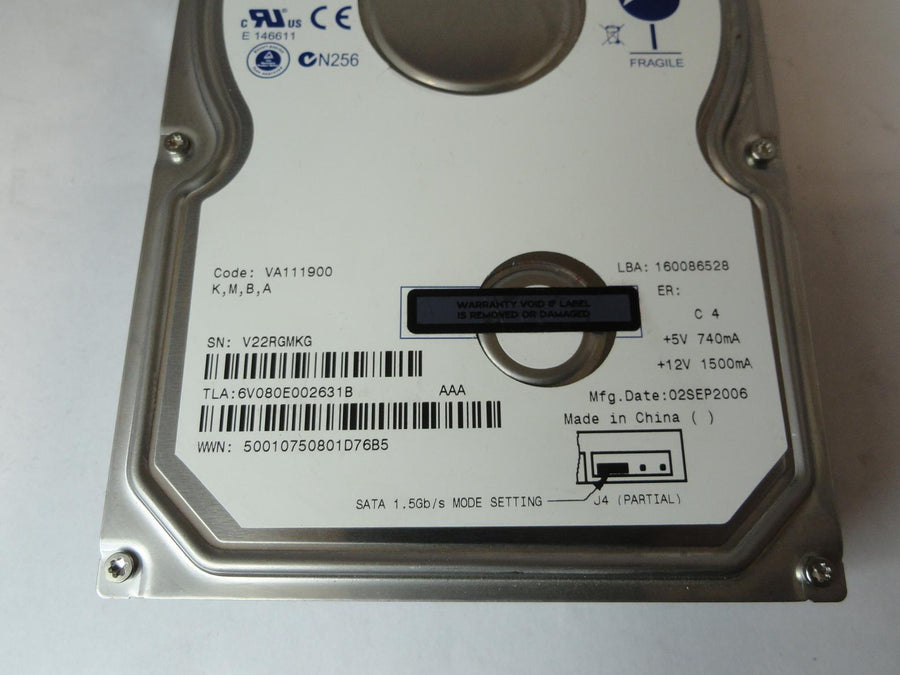 Maxtor 80GB SATA 7200rpm 3.5in HDD ( 6V080E0 ) USED