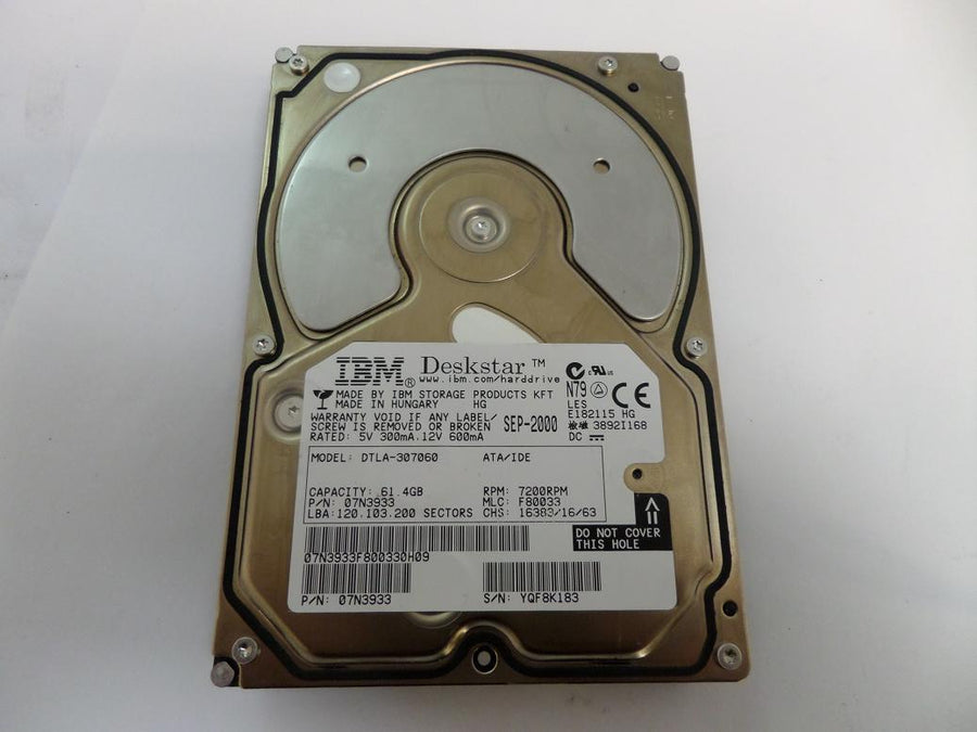 07N3933 - IBM 61.4Gb IDE 3.5" 7200rpm HDD  - ASIS