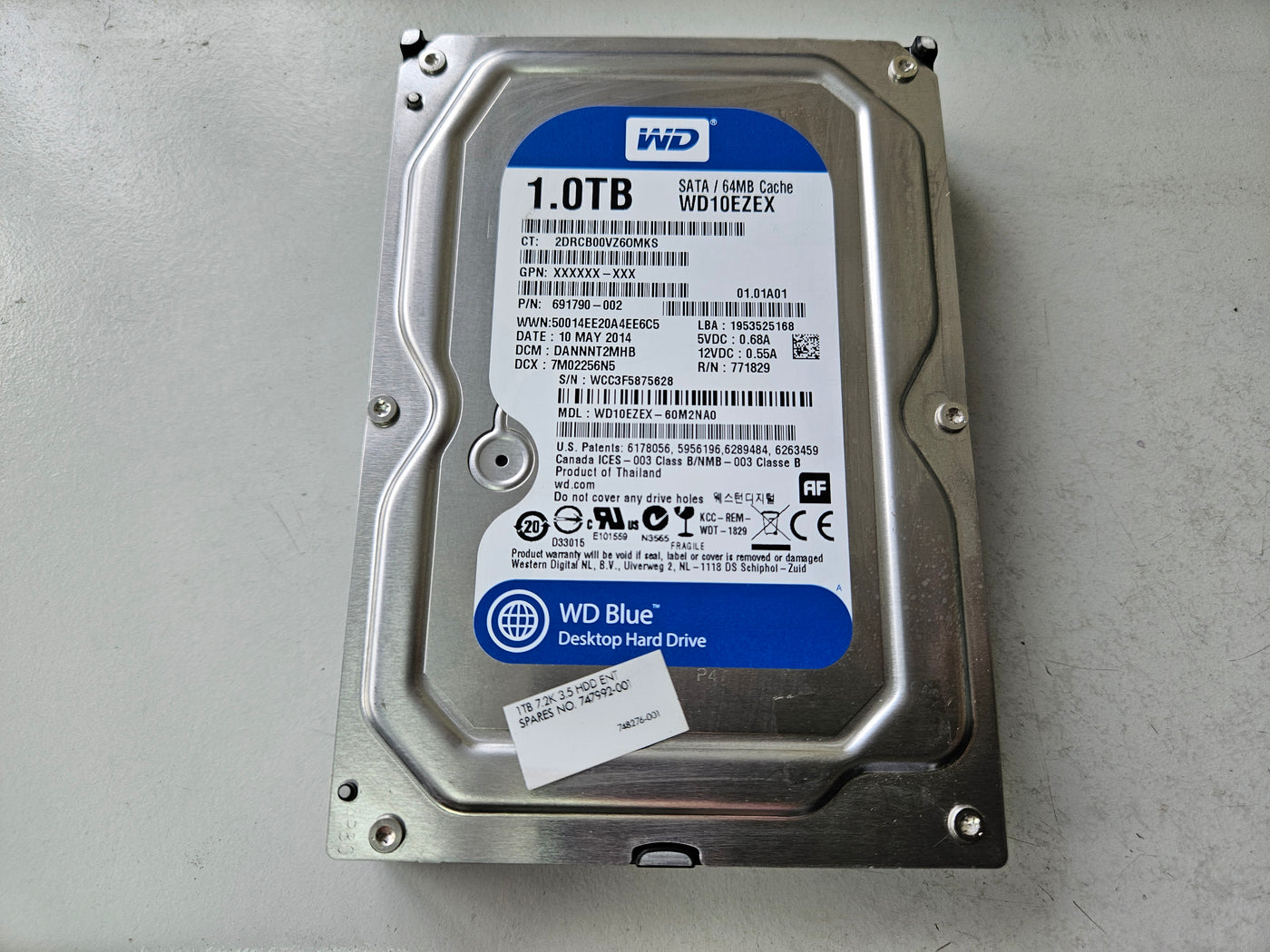 Western Digital HP 1TB 7200RPM SATA 3.5in HDD ( WD10EZEX-60M2NA0 691790-002 747992-001 ) REF