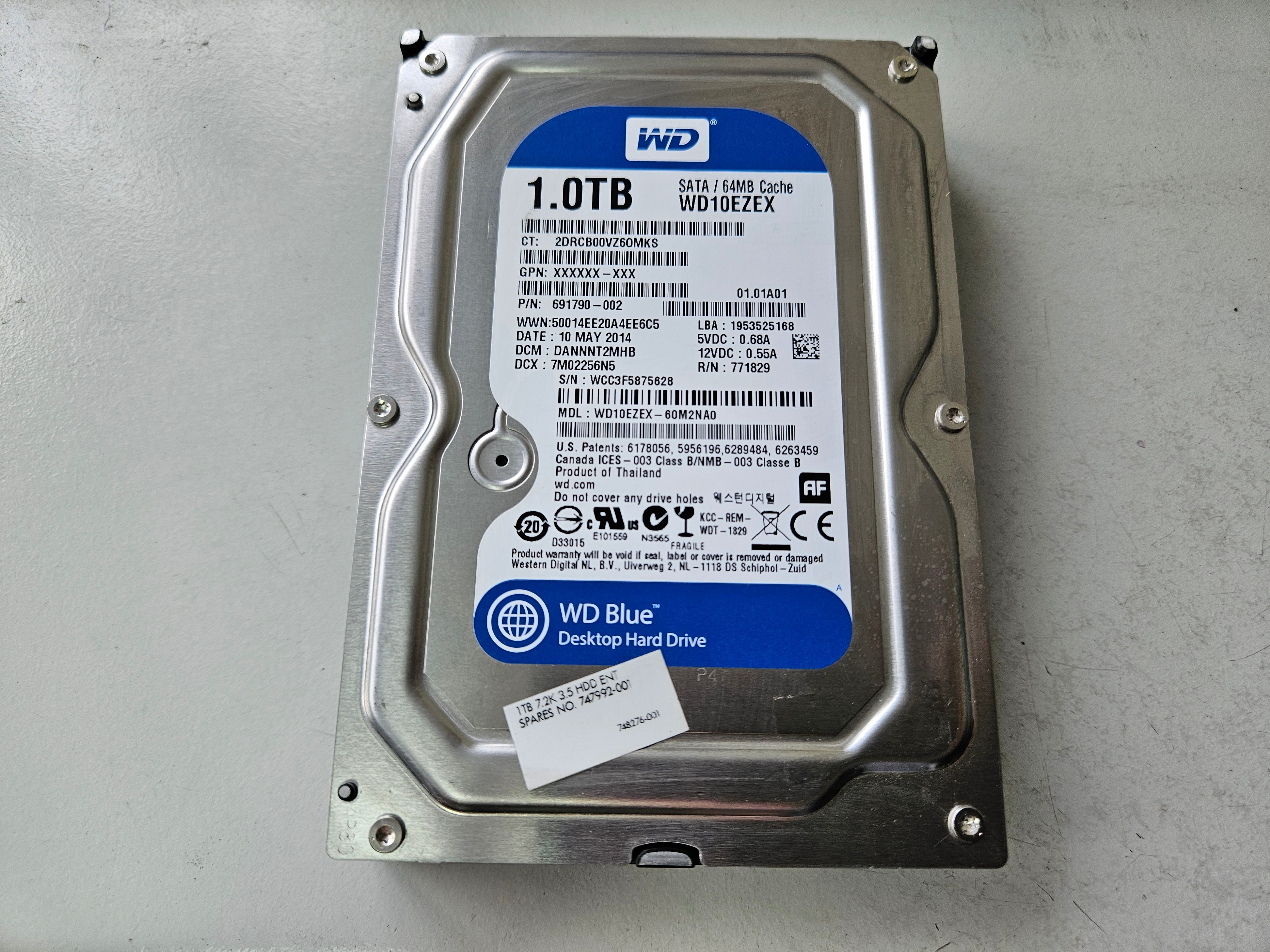 Western Digital HP 1TB 7200RPM SATA 3.5in HDD ( WD10EZEX-60M2NA0 691790-002 747992-001 ) REF