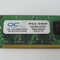 OCZ Tech 1GB PC2-5300 DDR2-667MHz DIMM RAM ( OCZ26671024V ) REF