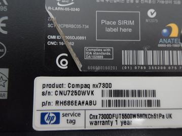 PR20279_nx7300_HP nx7300 No Ram 1.6ghz No HDD Laptop - Image6