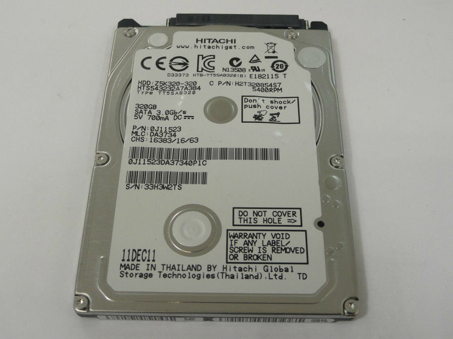 Hitachi HGST 320GB SATA 5400rpm 2.5in HDD ( 0J11523 HTS543232A7A384 Z5K320-320 ) REF