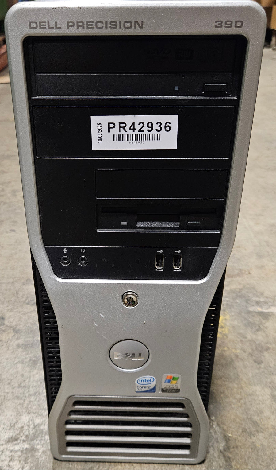 Dell Precision 390 4GB RAM Core2Duo 2.66Ghz NO OS NO HDD Dual DVI Nvidia Quadro FX Win7Pro COA - no side panel ( DCTA ) USED