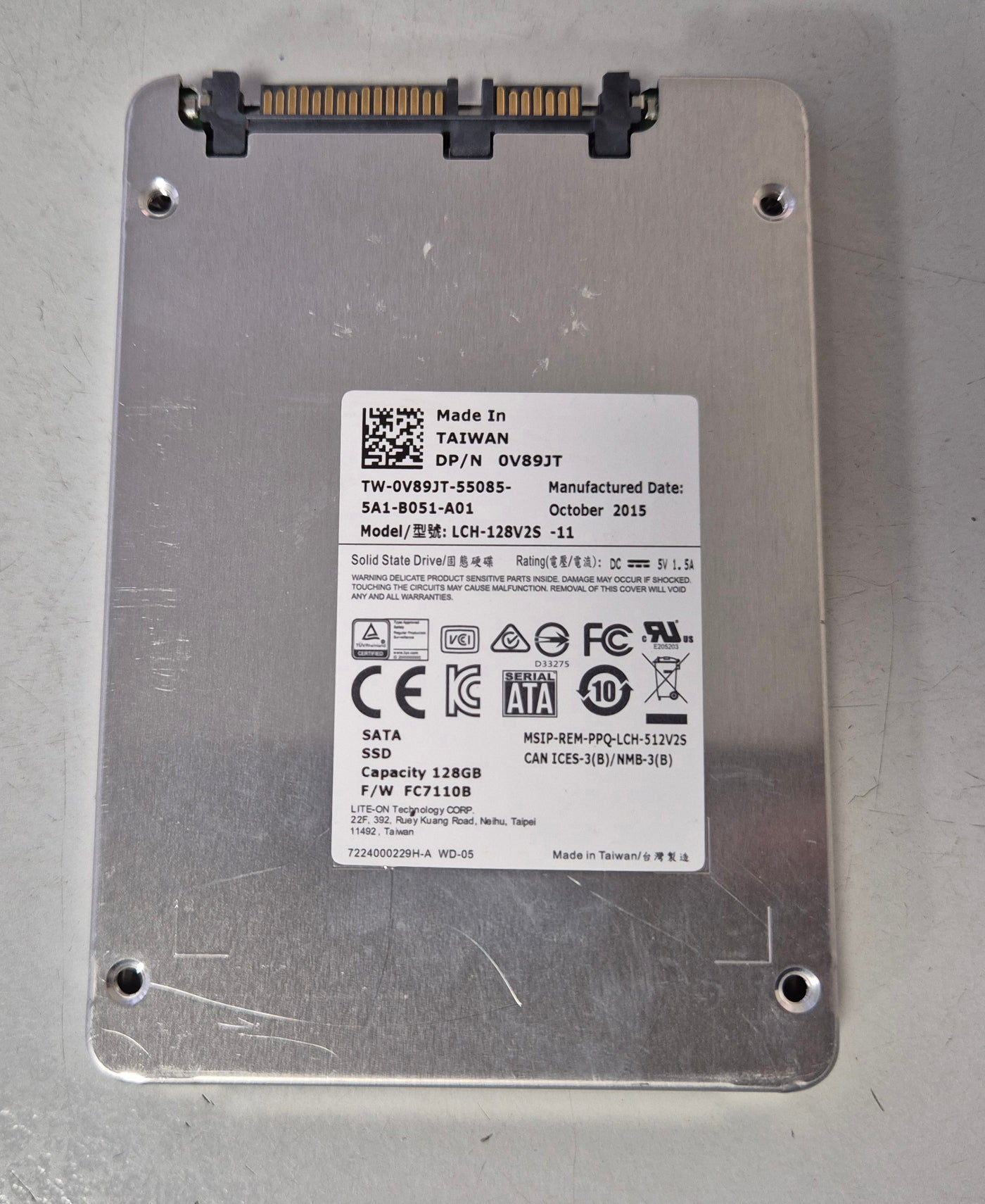 Lite-On Dell 128GB MLC SATA 6Gbps 2.5in SSD ( LCH-128V2S-11 0V89JT ) USED