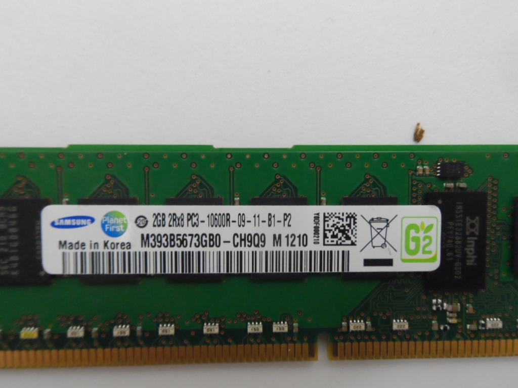 M393B5673GB0-CH9Q9 - Samsung 2GB PC3-10600 DDR3-1333MHz ECC Registered CL9 240-Pin DIMM Dual Rank Memory Module Mfr P/N M393B5673GB0-CH9Q9 - Refurbished