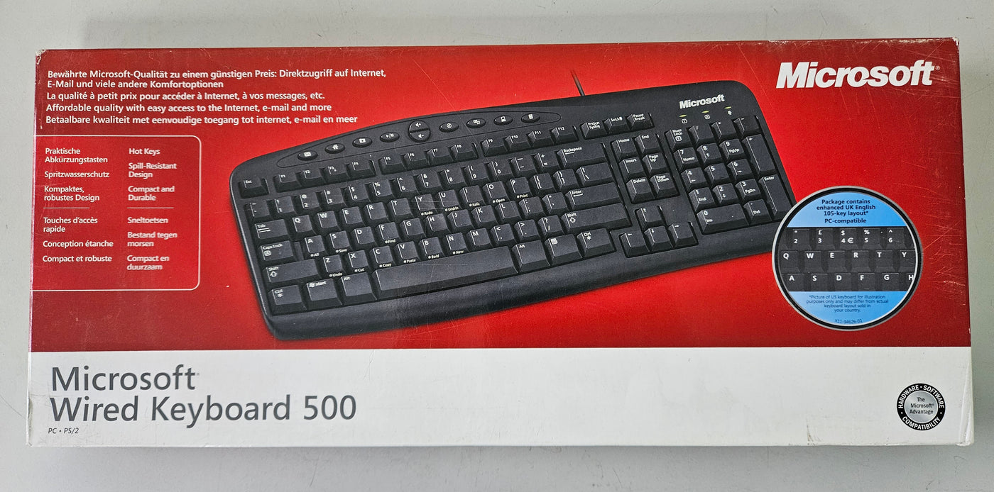 Microsoft Wired Black Keybord 500 Win32 PS/2 ( ZG6-00010 ) NEW