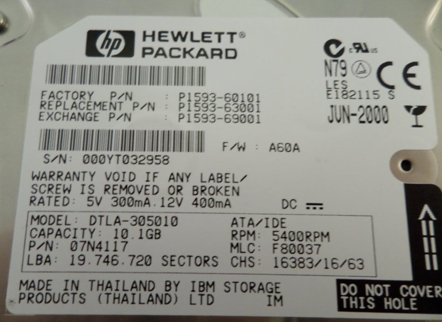 PR02597_07N4117_HP IBM 10.1Gb IDE 5400rpm 3.5in HDD - Image2