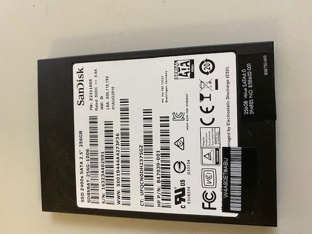 SANDISK/ HP SSD 256GB Z400 SATA SD8SBAT-256G-1006  847039-001 Sandisk HP