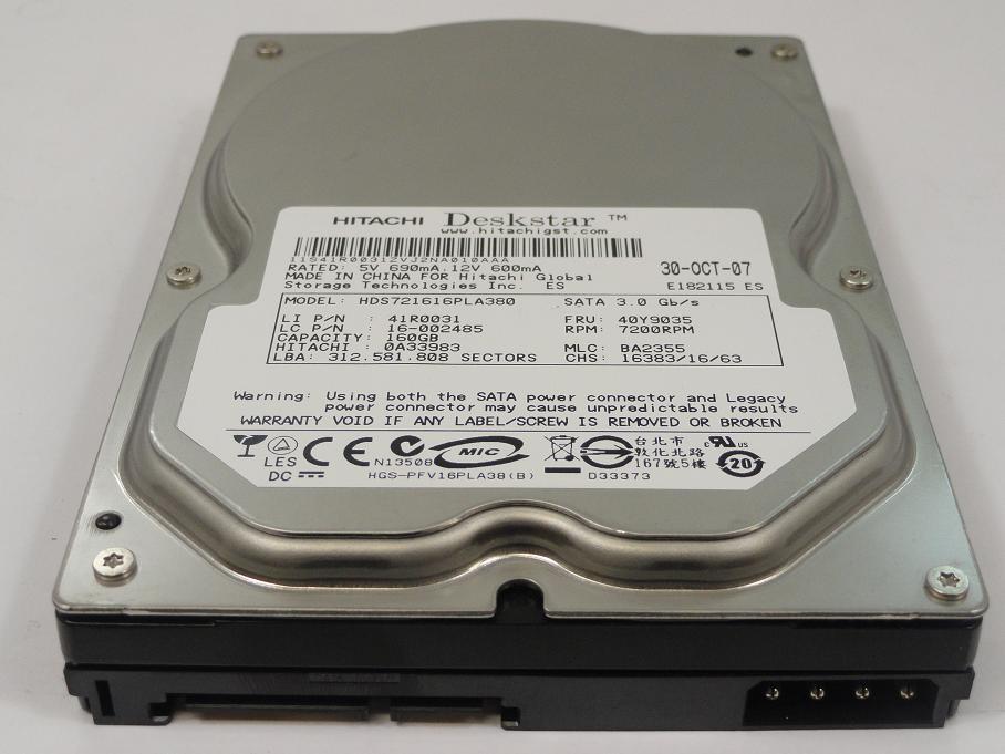 0A33983 - Hitachi Lenovo 160GB SATA 7200rpm 3.5in Deskstar HDD - Refurbished