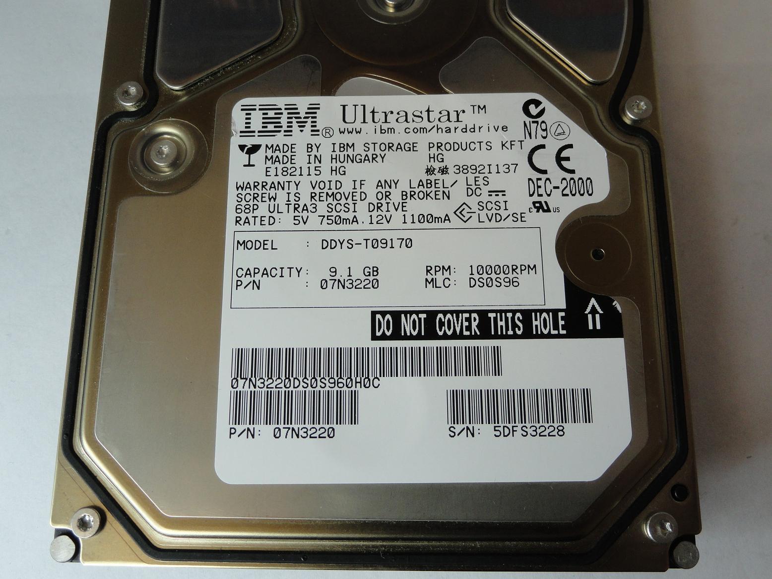 PR23211_07N3220_IBM 9Gb SCSI 68 Pin 10Krpm 3.5in HDD - Image2