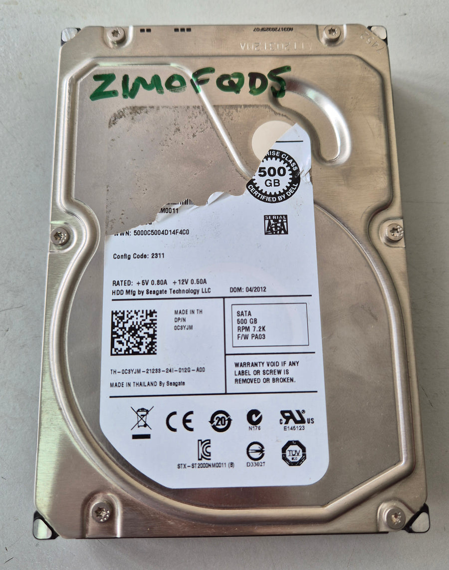 Seagate Dell 500Gb SATA 7200rpm 3.5in HDD ( 0C3YJM ST500NM0011 ) USED LABEL DAMAGE