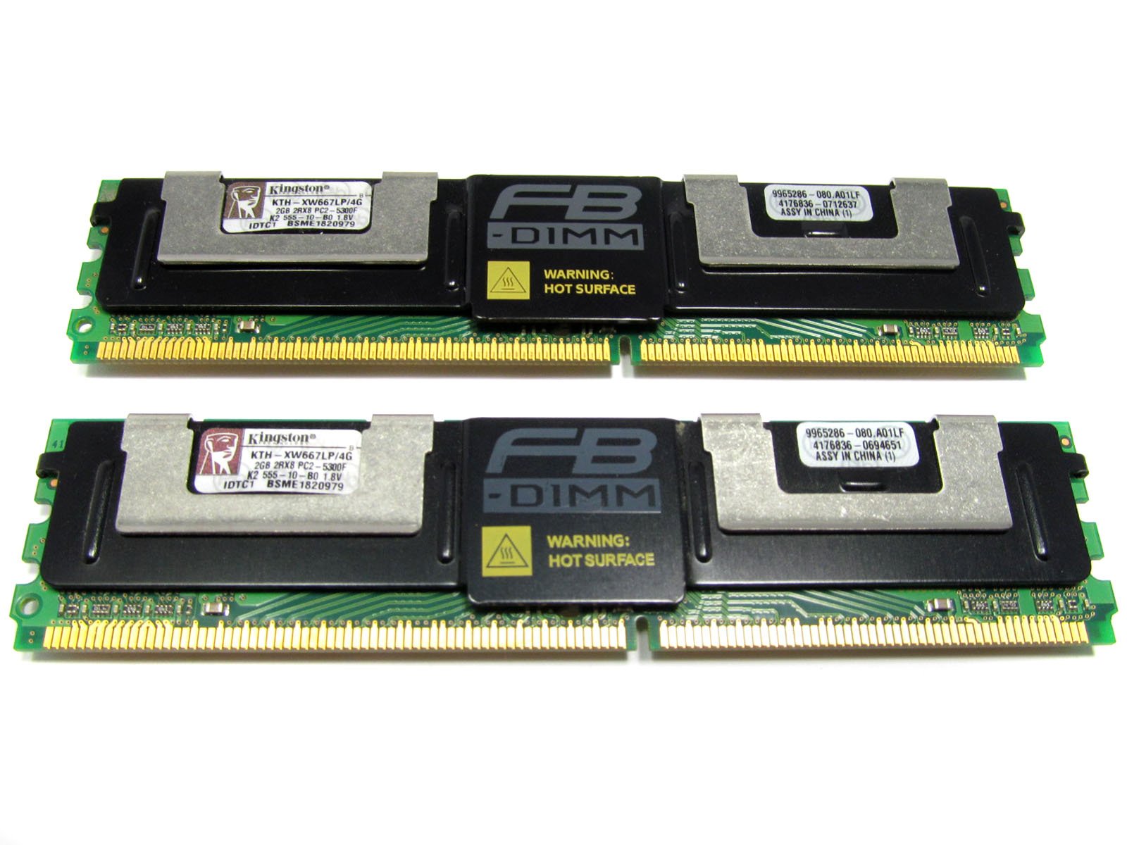 Kingston 4GB Kit (2 X 2GB) PC2-5300 DDR2-667MHz ECC Fully Buffered CL5 240-Pin DIMM ( KTH-XW667LP/4G 9965286-070 ) REF