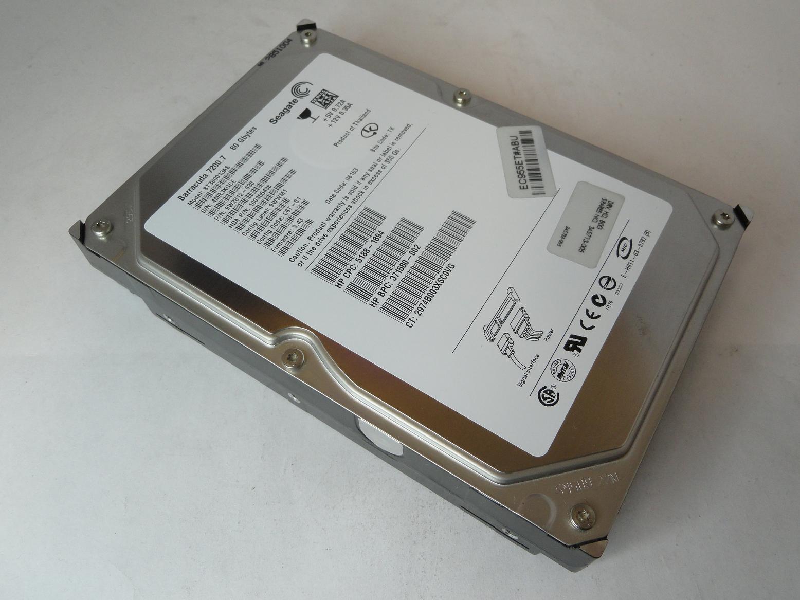PR22992_9W2812-630_Seagate HP 80Gb SATA 7200rpm 3.5in HDD - Image3