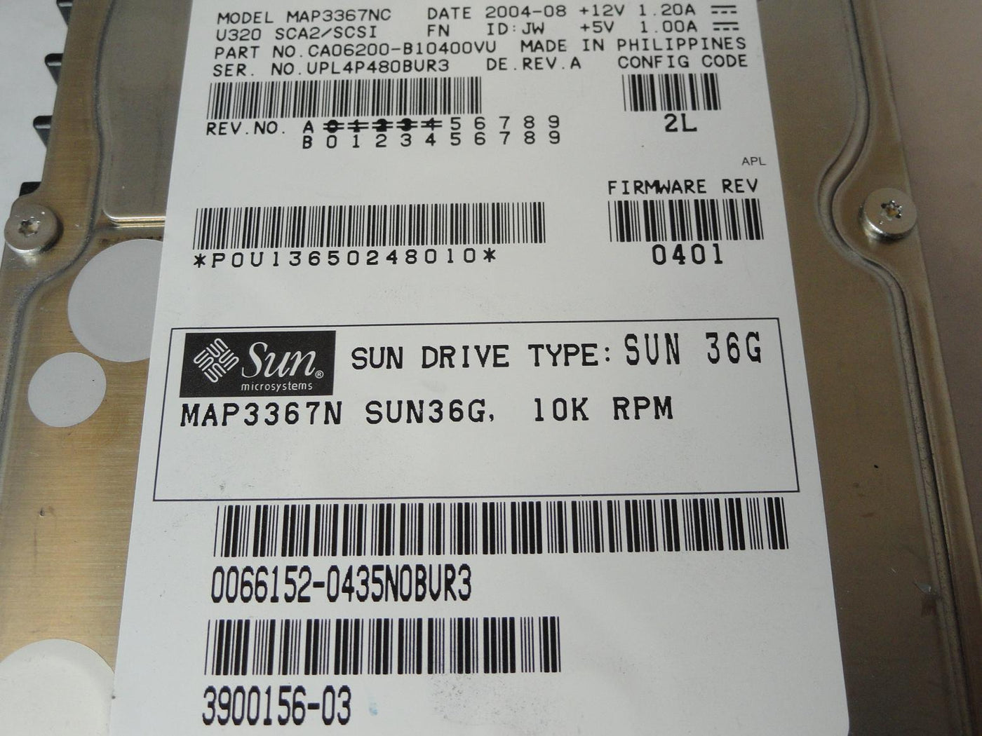 Fujitsu Sun 36GB SCSI 80 Pin 10Krpm 3.5in HDD ( CA06200-B10400VU MAP3367NC 390-0156-03 ) REF