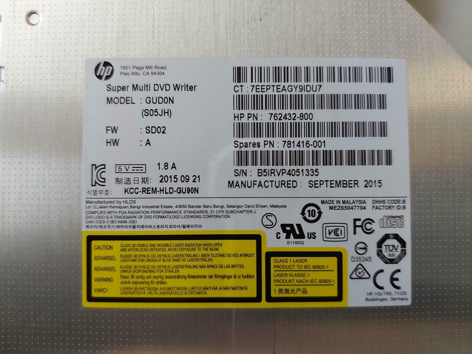 HP Optical Multi DVD Writer RDL RW DVD+R DL drive GUD0N S05JH 762432-800