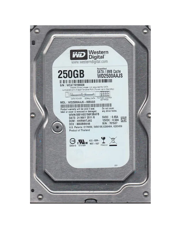 Western Digital 250GB SATA 7200rpm 3.5in HDD ( WD2500AAJS-00B4A0 ) REF