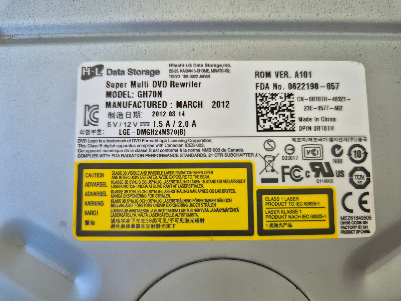 HL Data Storage Dell GH70N SuperMulti DVD Writer Drive ( 0RT0TH ) USED