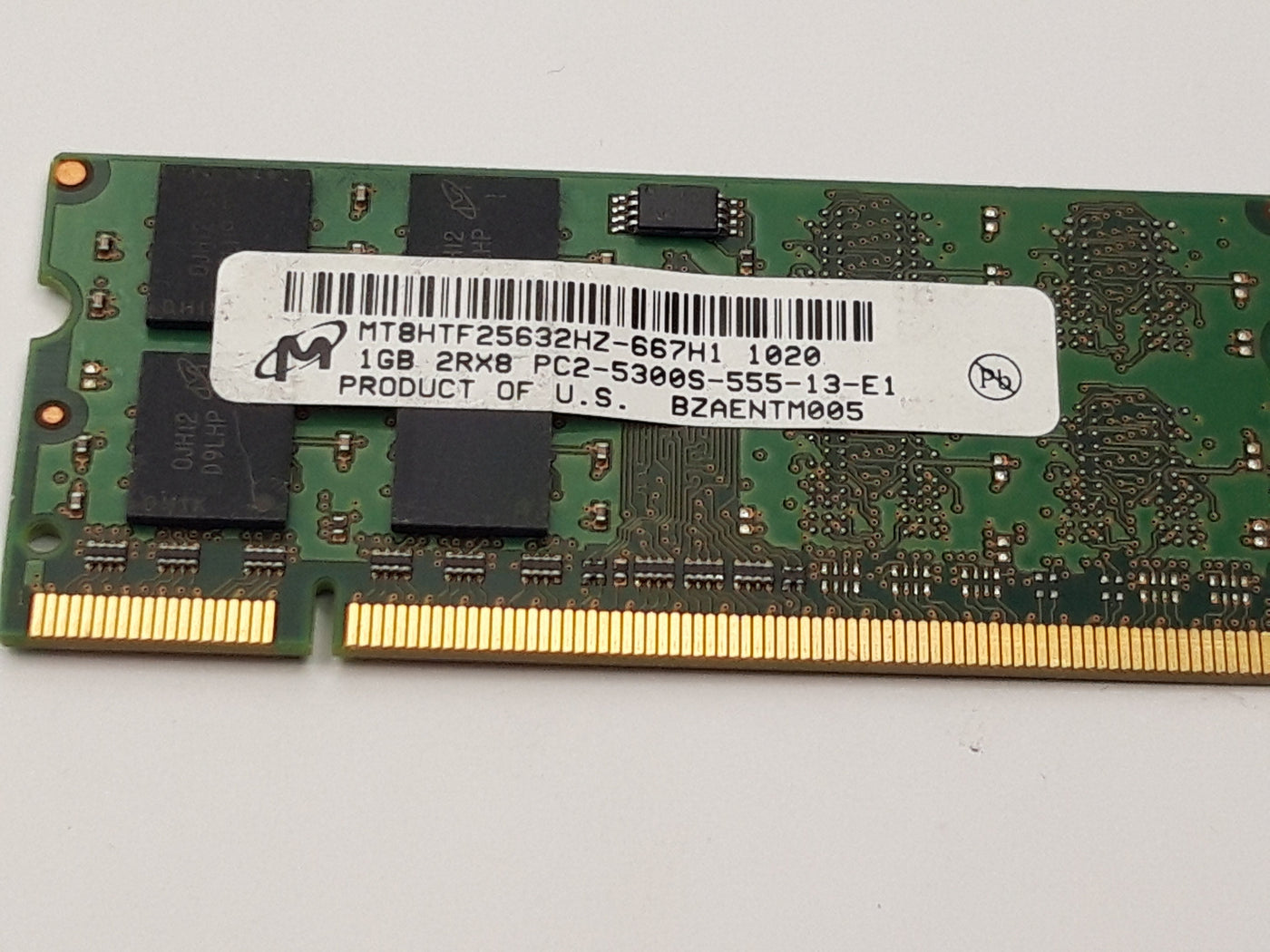 Micron 1GB 2Rx8 PC2-5300s SODIMM (MT8TF25632HZ-667H1 Ref )