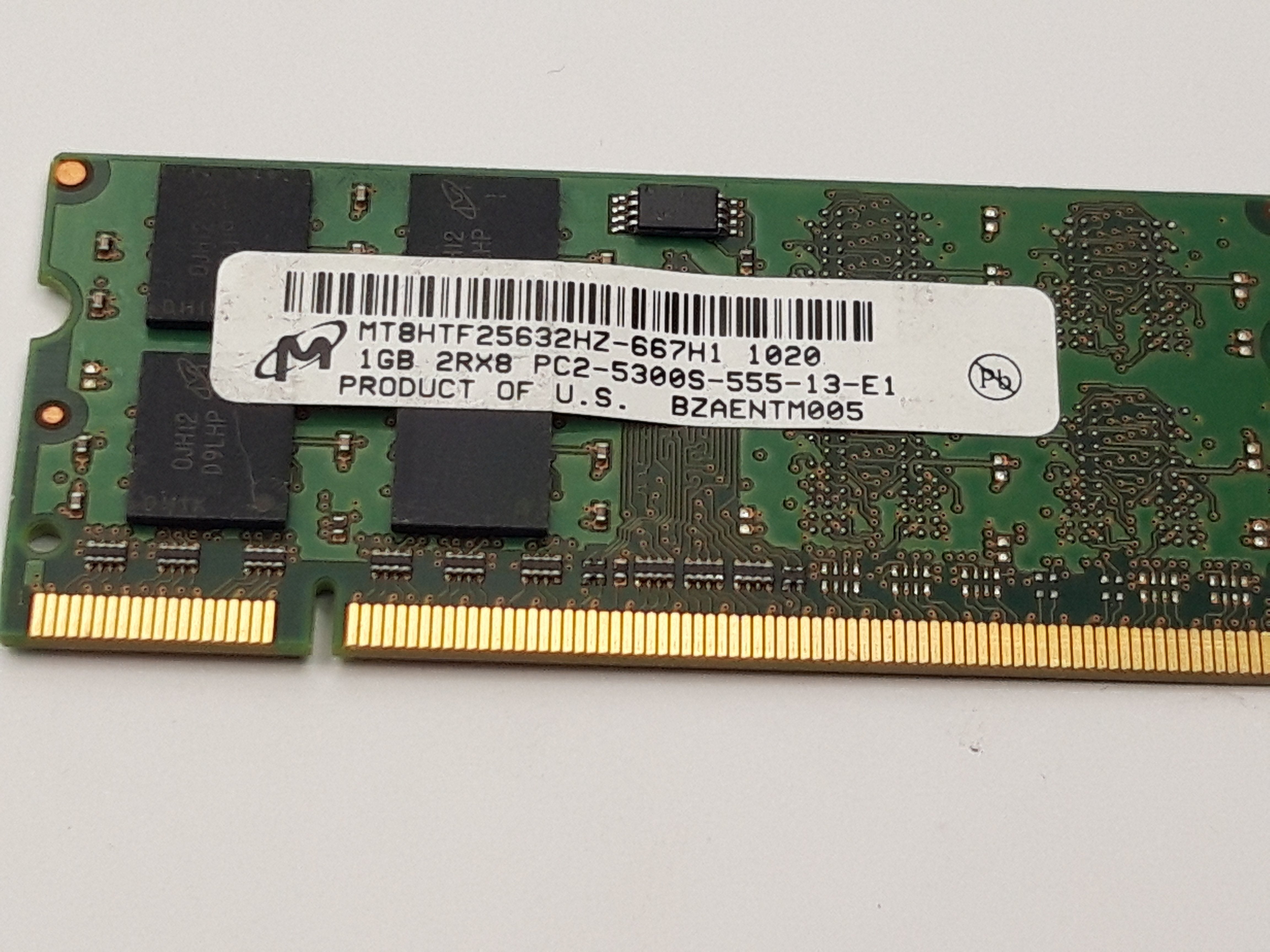 Micron 1GB 2Rx8 PC2-5300s SODIMM (MT8TF25632HZ-667H1 Ref )