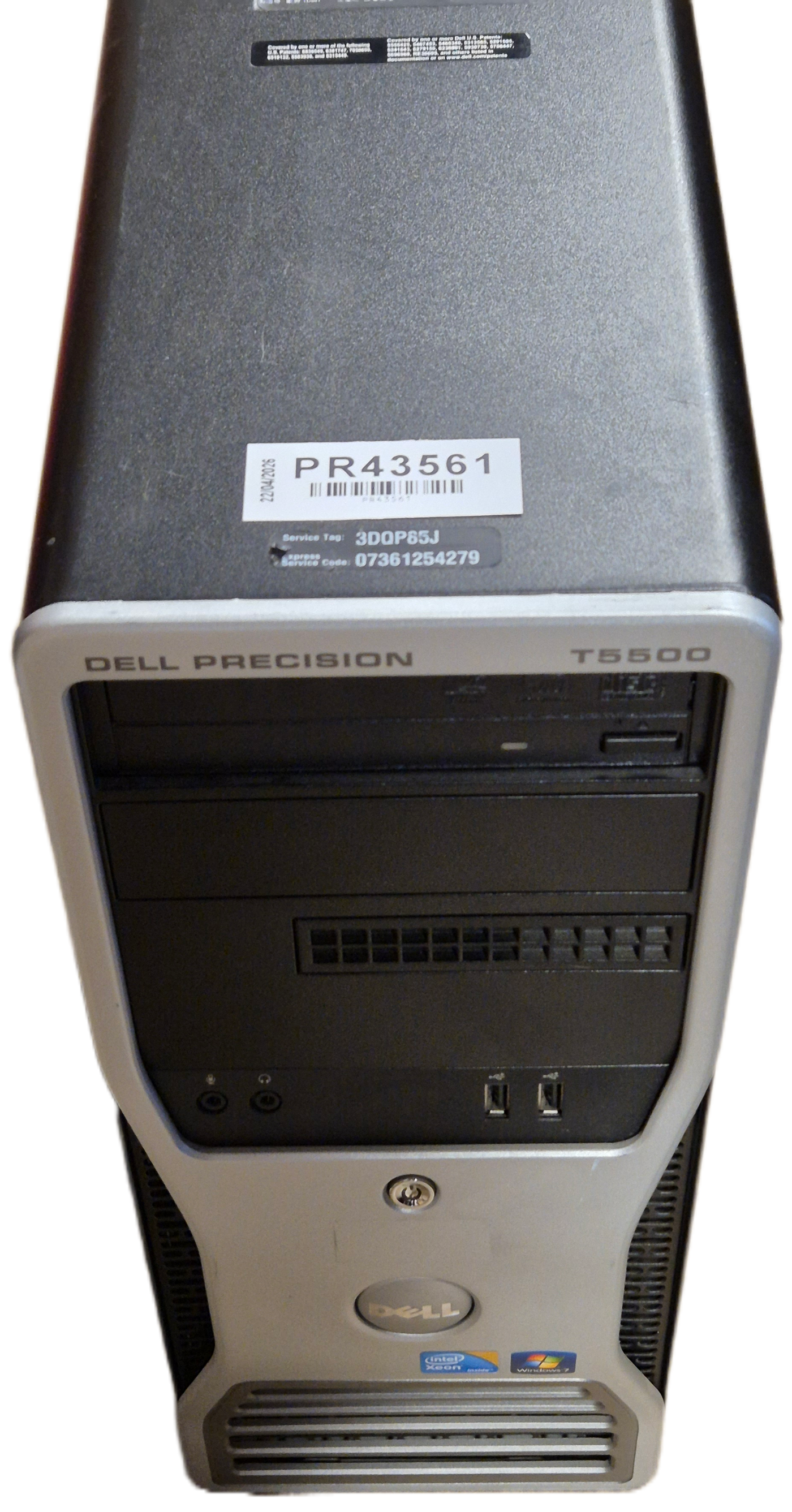 Dell Precision T5500 Xeon X5690 3.47GHz DVD NO HDD NO RAM NO OS Win7Pro COA present USED