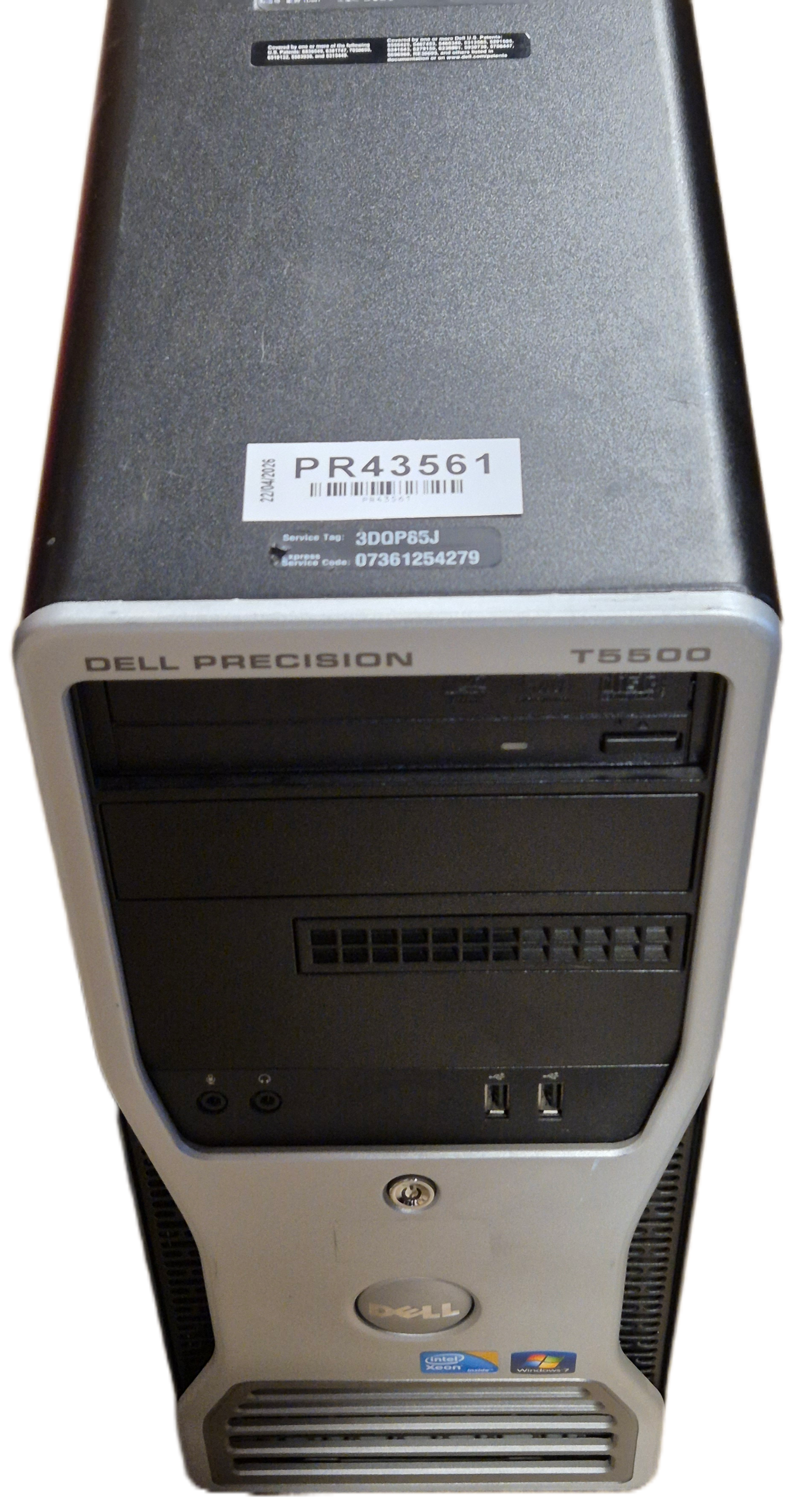 Dell Precision T5500 Xeon X5690 3.47GHz DVD NO HDD NO RAM NO OS Win7Pro COA present USED