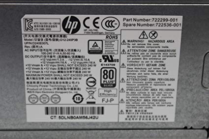 HP D240E007L 240W Power Supply For ProDesk 400 G1 SFF (722299-001 722536-001 REF)