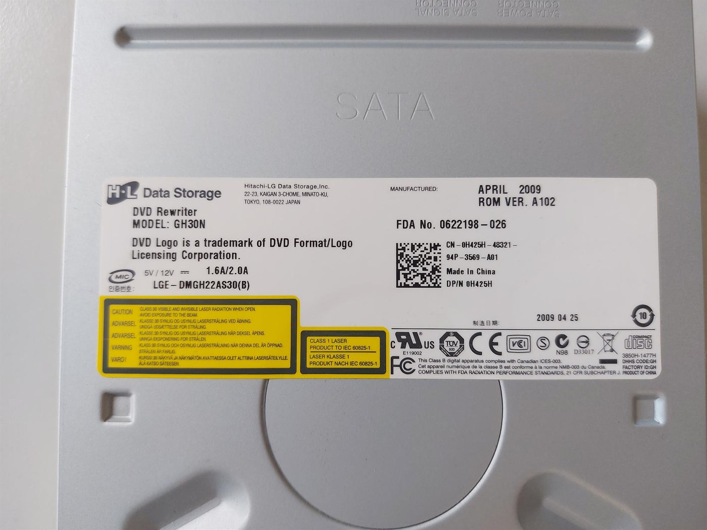 HL Storage DELL GH30N DVD-RW SATA Disk Drive (0H425H)
