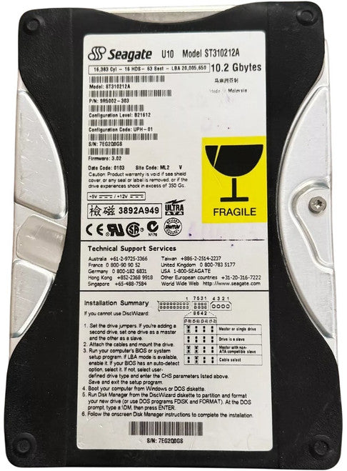 Seagate HP 10.2GB 5400RPM IDE 3.5" HDD ( D6852-60101 ST310212A 9R5002-732 ) REF