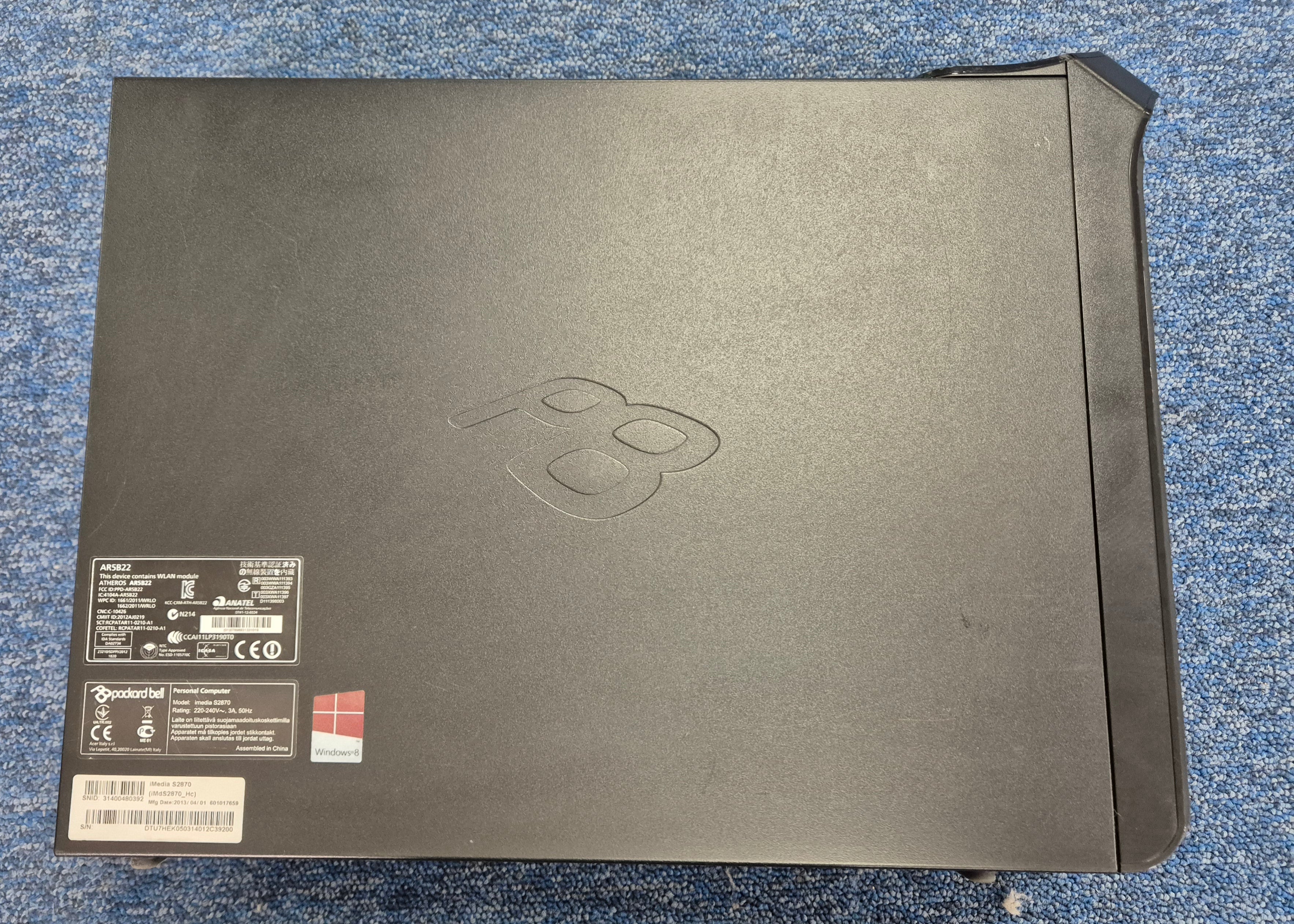 Packard Bell iMedia S2870 500GB HDD DVD 8GB RAM i3-3220 3.3GHz Win10 PC ( iMdS2870_Hc ) USED