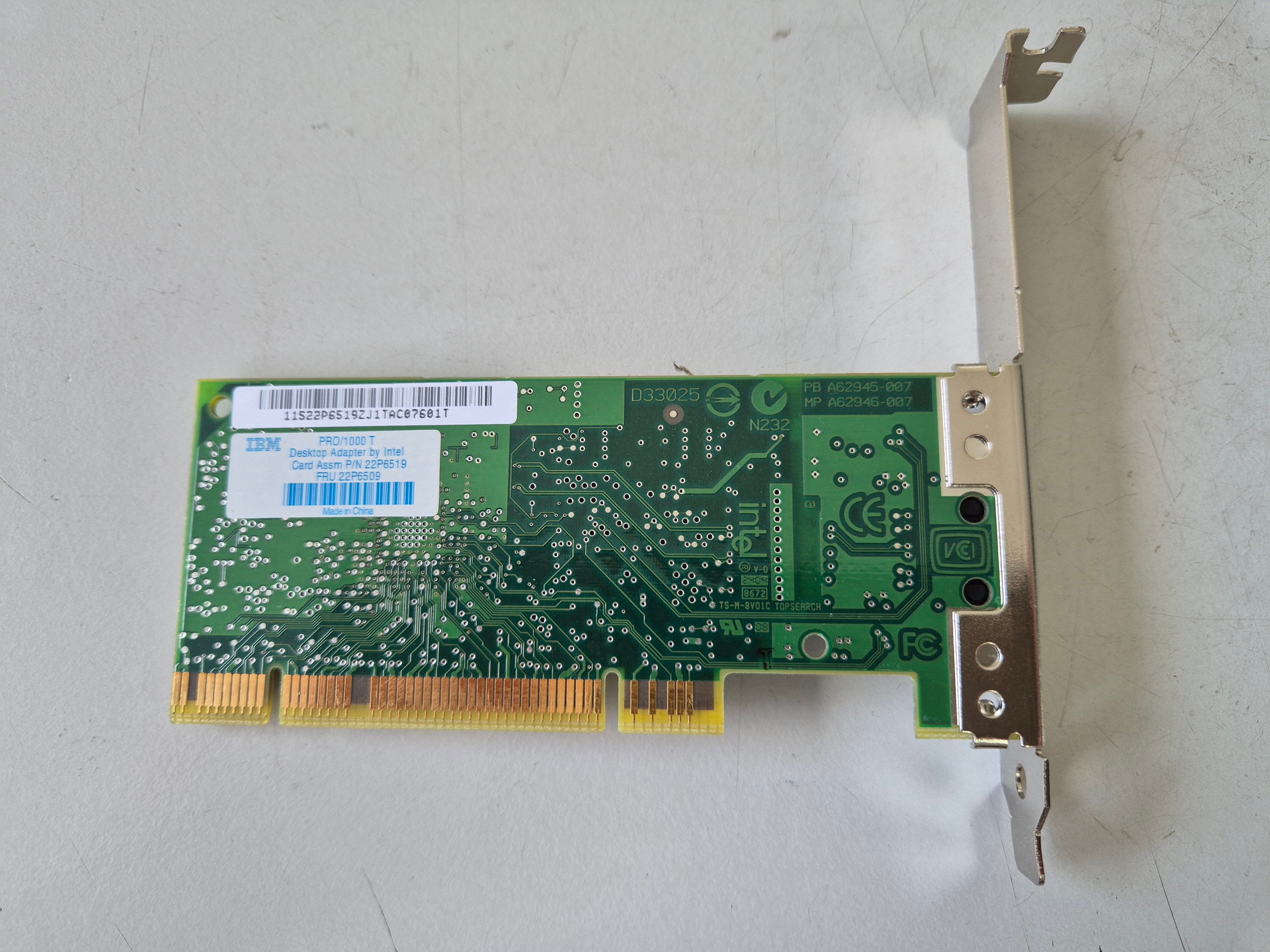 IBM Ethernet Intel Pro/1000T Desktop Adapter Card ( 22P6519 22P6509 ) USED