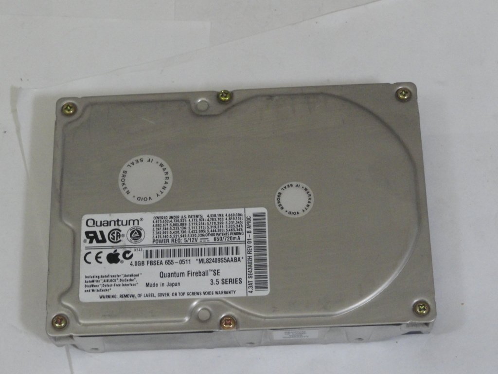 Quantum Apple 4.3GB IDE 5400rpm 3.5in HDD ( SE43A012 SE43A02H 655-0511 ) REF