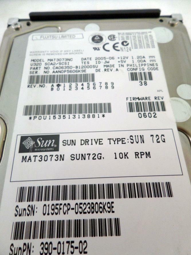 Fujitsu Sun 73GB SCSI 80Pin 10K 3.5" HDD in CADDY ( CA06350-B12000SU MAT3073NC 390-0175-02 540-6289-01 ) REF