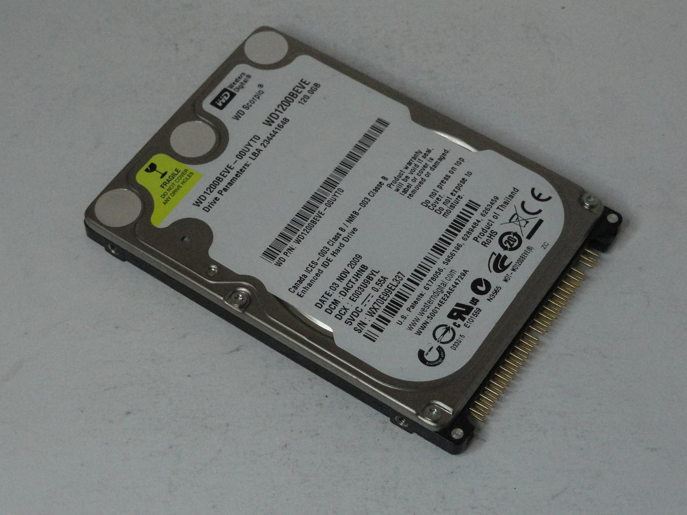 PR14536_WD1200BEVE-00UYT0_Western Digital 120Gb ATA 5400rpm 2.5in HDD - Image3