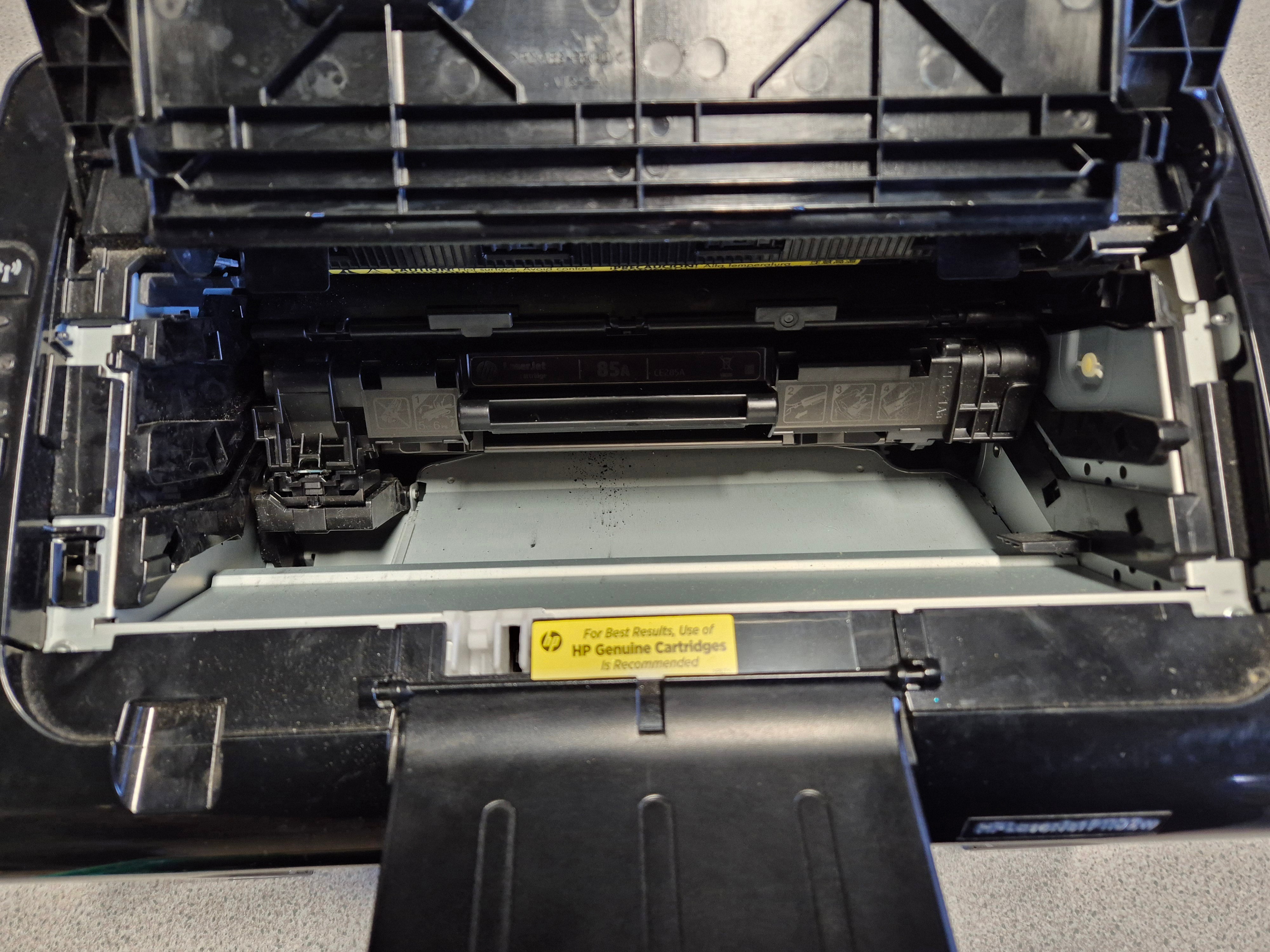 HP LaserJet P1102W – Bottom paper box missing - STILL PRINTS ( CE658A ) USED