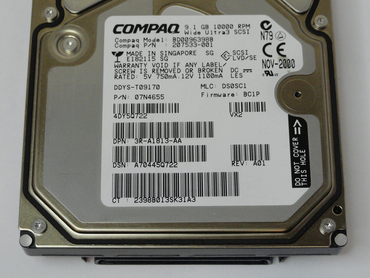 MC2432_07N4655_IBM Compaq 9.1GB SCSI 80 Pin 10Krpm 3.5in HDD - Image3