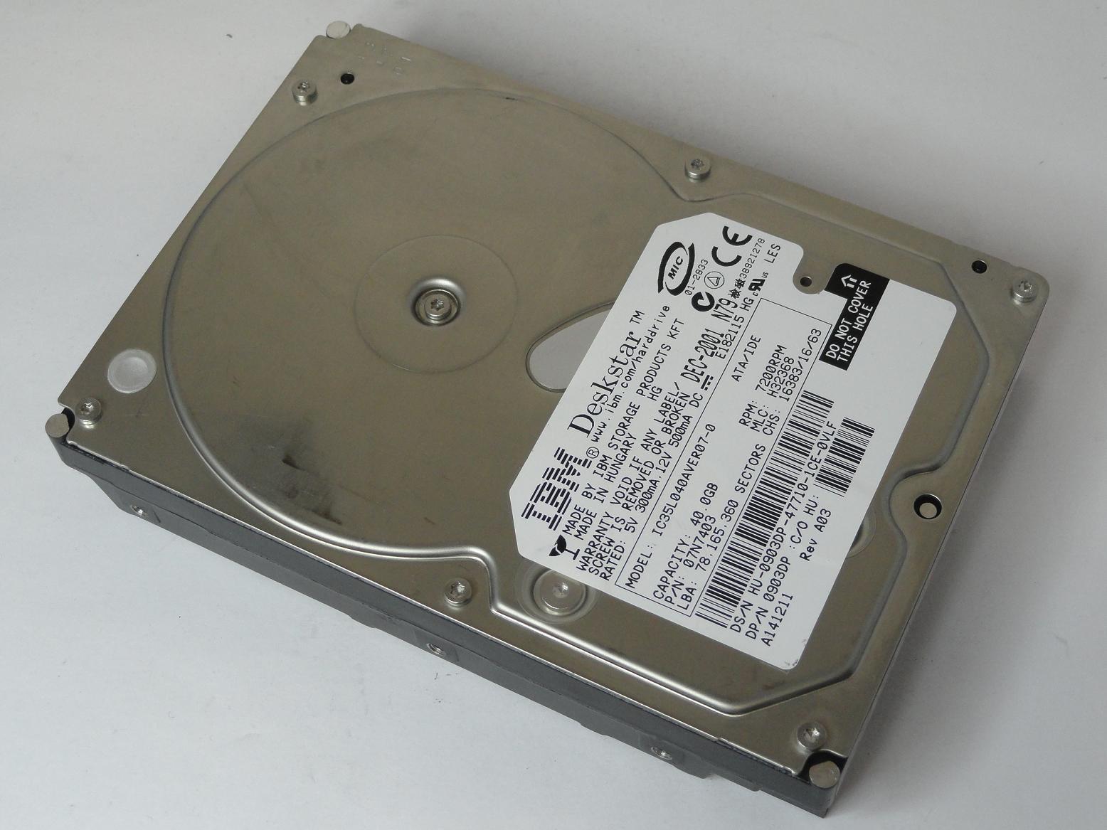07N7403 - IBM Dell 40GB IDE 7200rpm 3.5in Deskstar HDD - Refurbished