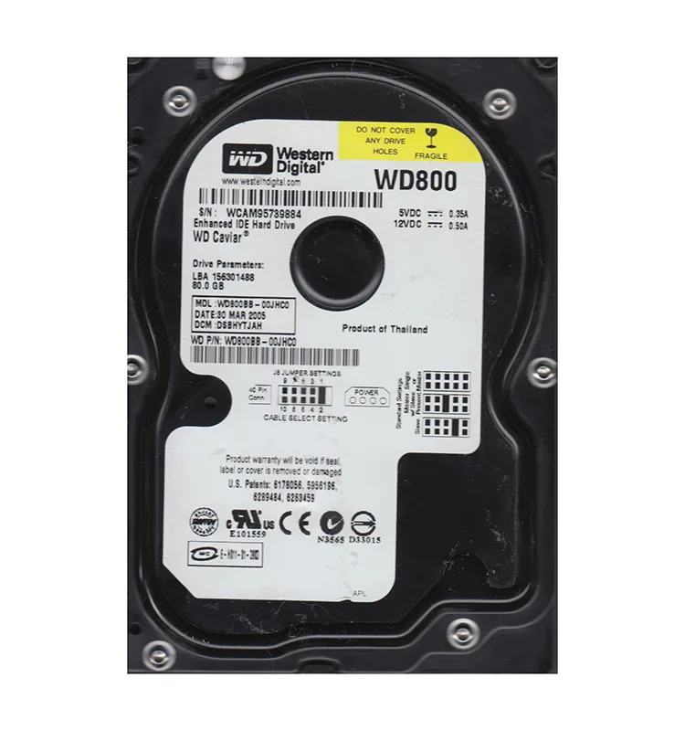 Western Digital 80GB IDE 7200rpm 3.5in HDD ( WD800BB-00JHC0 ) REF