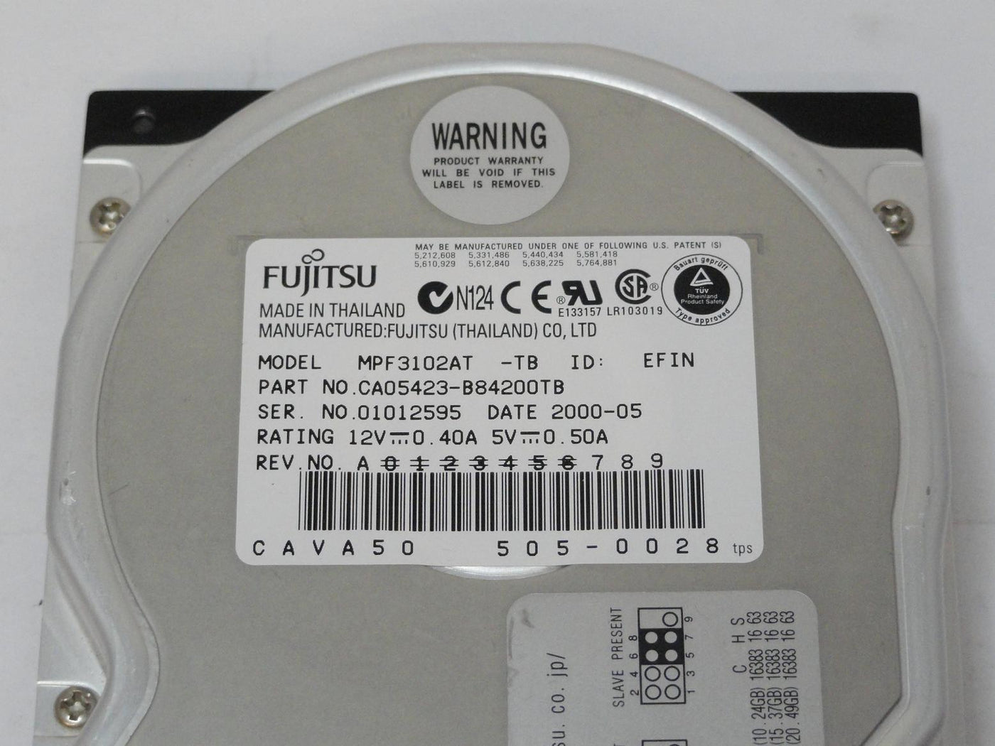 Fujitsu 10.2GB IDE 5400rpm 3.5in HDD ( CA05423-B84200TB MPF3102AT ) REF