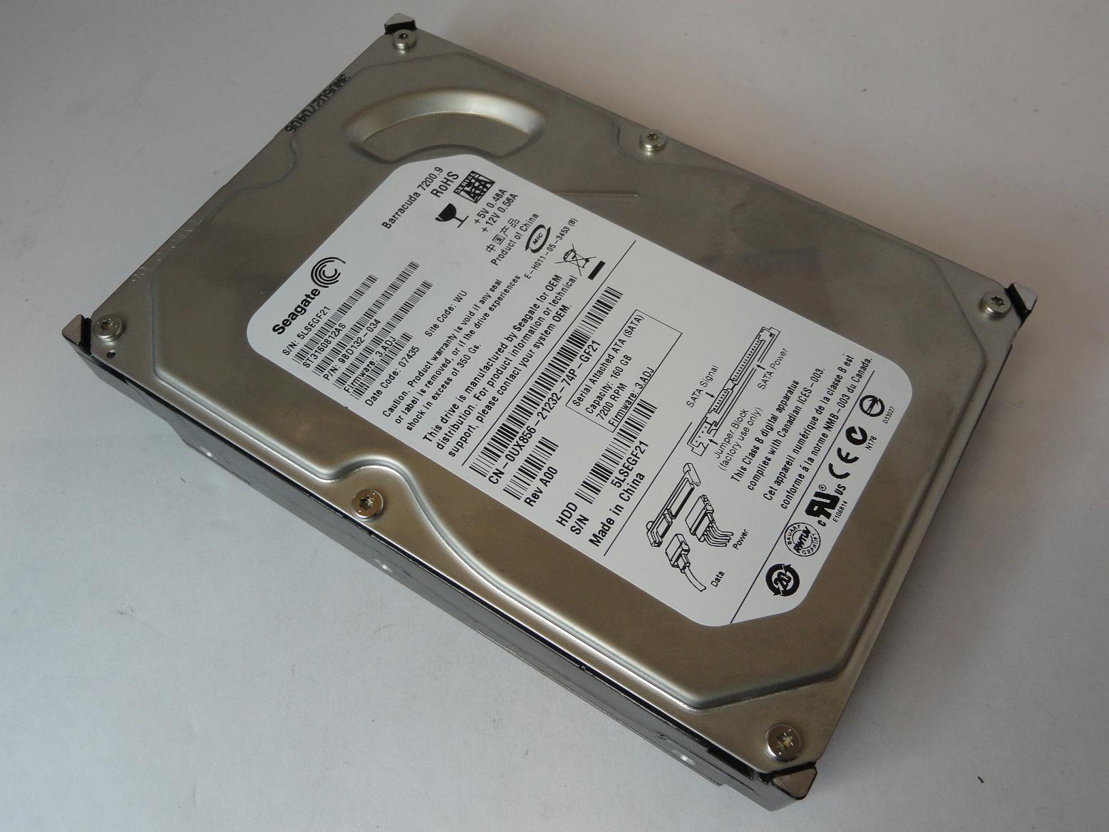 9BD132-034 - Seagate Dell 160GB SATA 7200rpm 3.5in Barracuda 7200.9 HDD - Refurbished