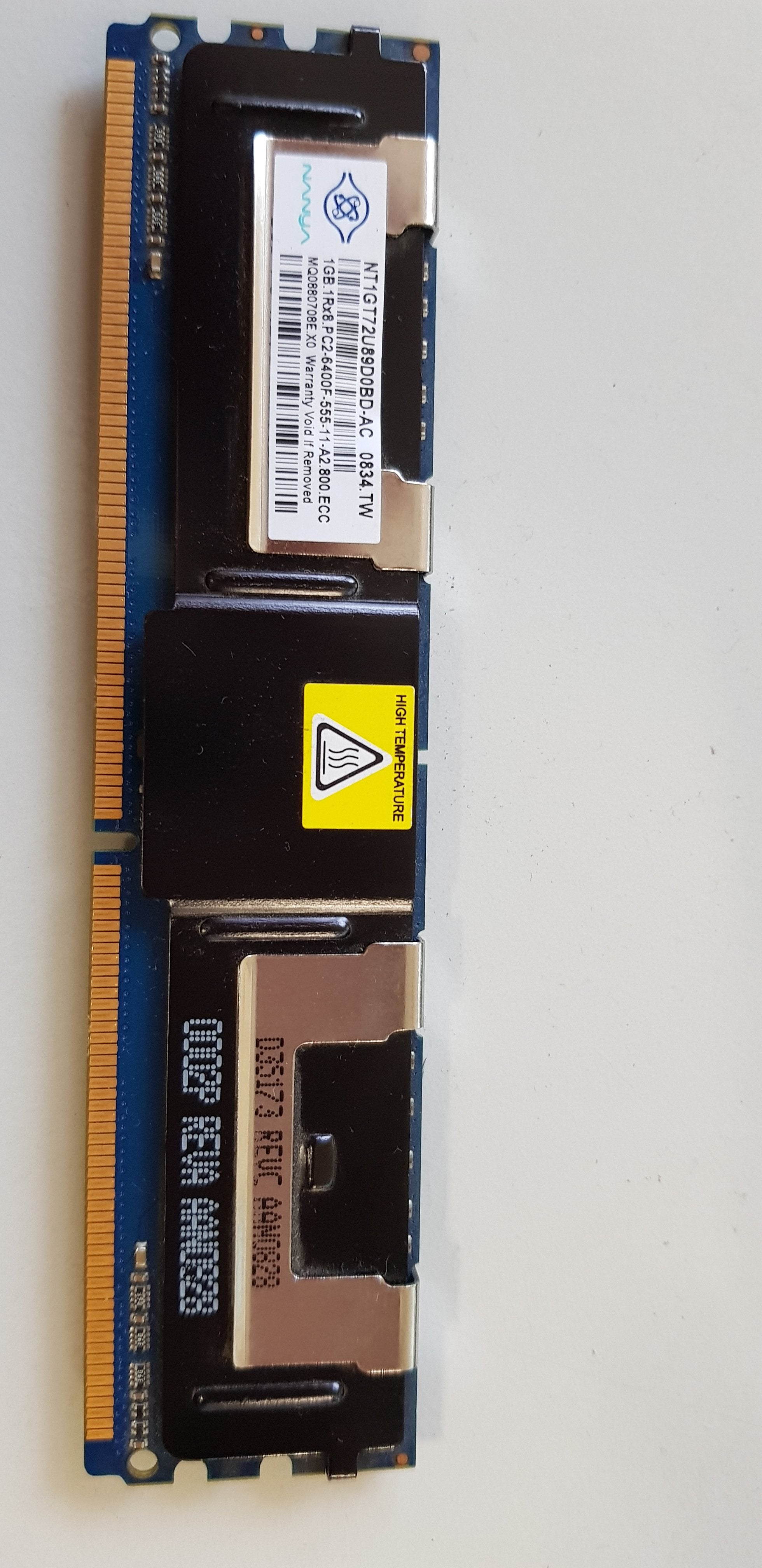 Nanya 1GB 1Rx8 PC26400 ECC DDR2 FDIMM Memory Module NT1GT72U89D0BD-AC