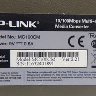TP-LINK 10/100Mbps Multi-Mode Media Converter ( MC100CM MC100CM    TP-Link NOB )