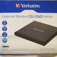Verbatim External Slimline USB 2.0 Mobile CD/DVD Writer Black ( 98938 USED)