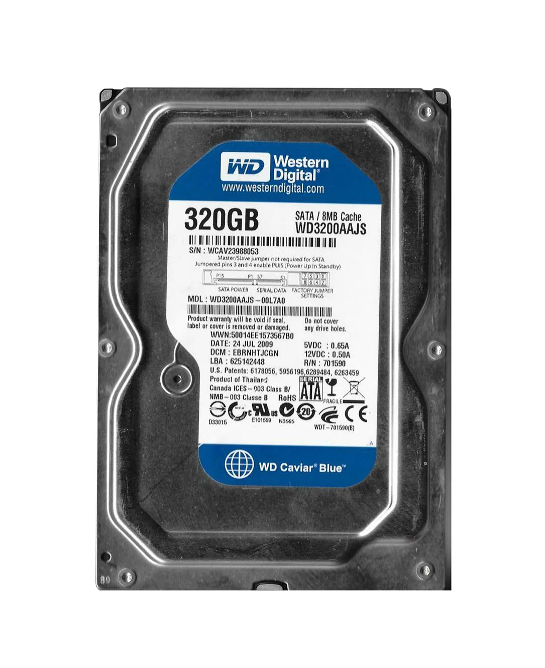 Western Digital 320GB SATA 7200rpm 3.5in HDD ( WD3200AAJS-00L7A0 ) REF