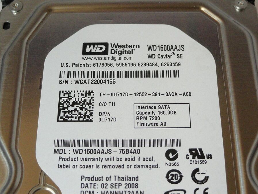 Western Digital Dell 160GB SATA 7200rpm 3.5in HDD ( WD1600AAJS-75B4A0 0U717D ) REF